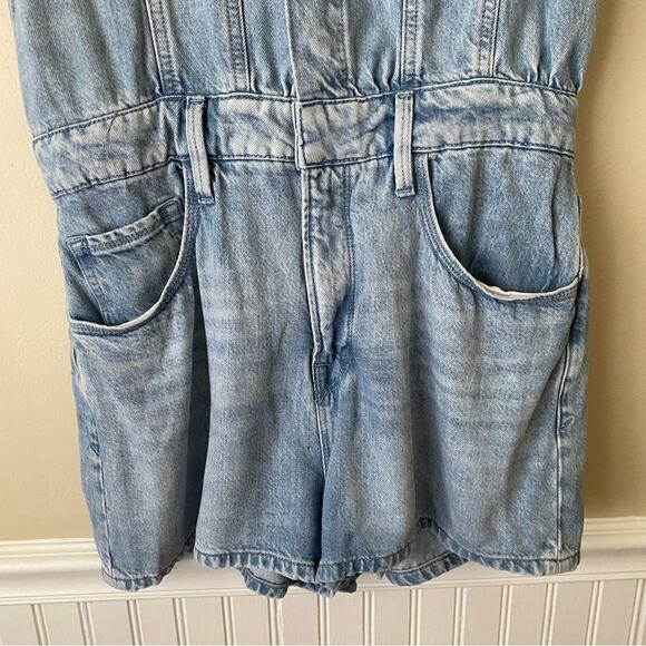 Good American | Weightless Short Jumpsuit Denim Romper Indigo Blue Medium - Picture 6 of 11